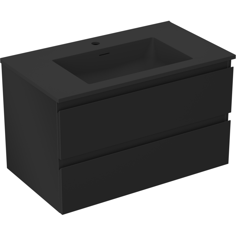 Mexen Orio 80 cm Bathroom Cabinet with Otis Sink, 2 Drawers, Black Matte - 91A10-08047-2-BFF71-W18M71