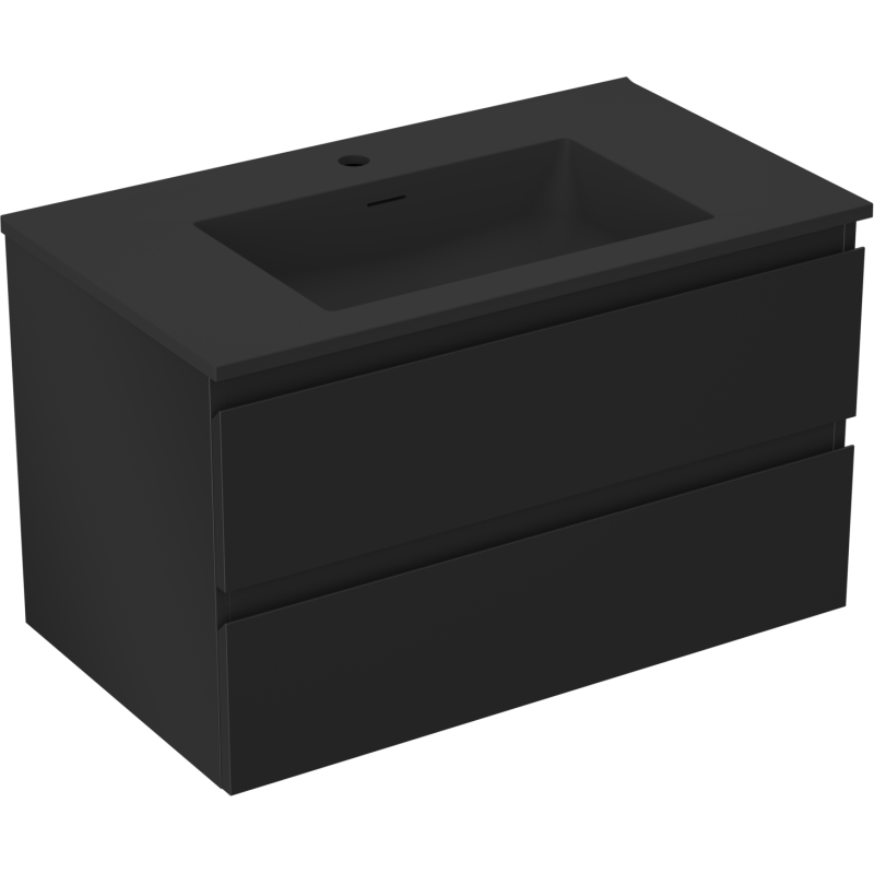 Mexen Orio 80 cm Bathroom Cabinet with Otis Sink, 2 Drawers, Matte Black - 91A10-08047-2-BFF71-W18M71