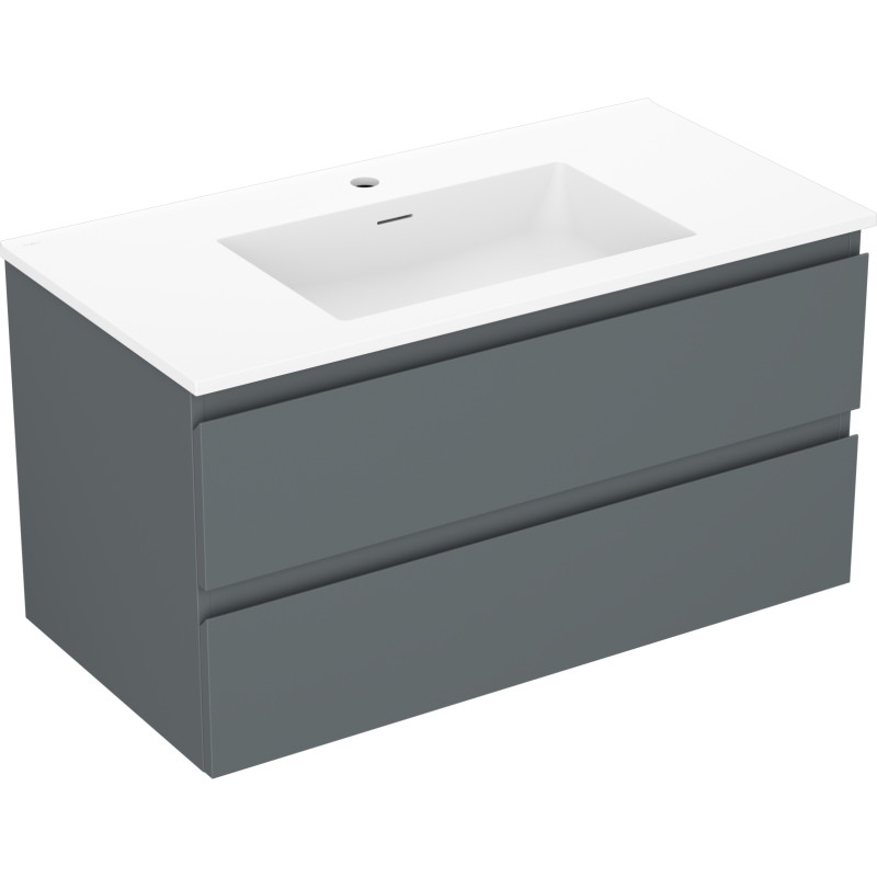 Mexen Orio bathroom cabinet 90 cm with sink Otis, 2 drawers, matte graphite/white matte - 91A10-09047-2-BFF66-W18M01