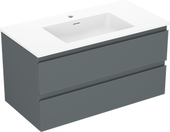 Mexen Orio bathroom cabinet 90 cm with Otis washbasin, 2 drawers, matt graphite/matt white - 91A10-09047-2-BFF66-W18M01