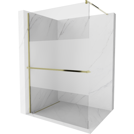 Mexen Kioto+ shower screen with shelf Walk-in 70 x 200 cm, transparent/frosted, gold - 800-070-121-50-35