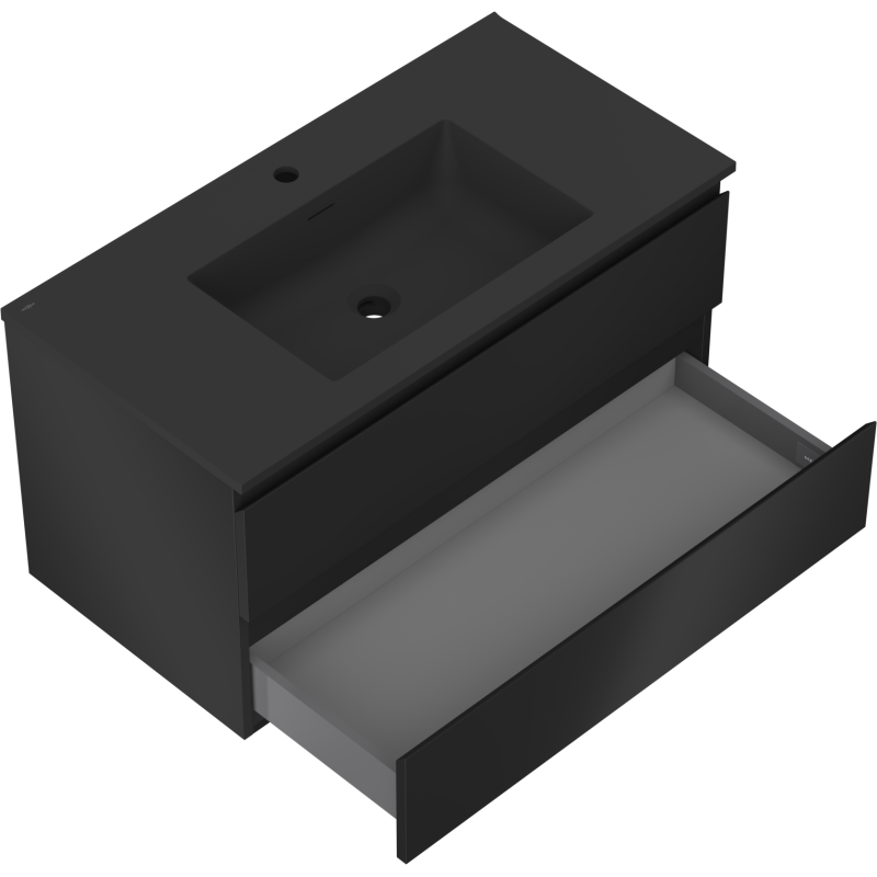Mexen Orio bathroom cabinet 90 cm with Otis washbasin, 2 drawers, black matte - 91A10-09047-2-BFF71-W18M71