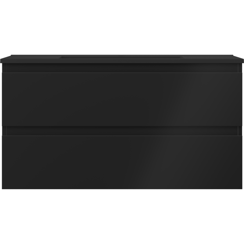 Mexen Orio bathroom cabinet 90 cm with Otis washbasin, 2 drawers, black matte - 91A10-09047-2-BFF71-W18M71