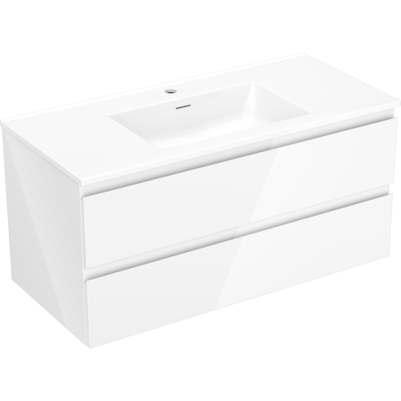 Mexen Orio 100 cm bathroom cabinet with Otis sink, 2 drawers, white gloss - 91A10-10047-2-BFF00-W18M00