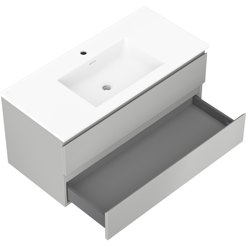Mexen Orio bathroom cabinet 100 cm with Otis sink, 2 drawers, grey matte/white matte - 91A10-10047-2-BFF62-W18M01