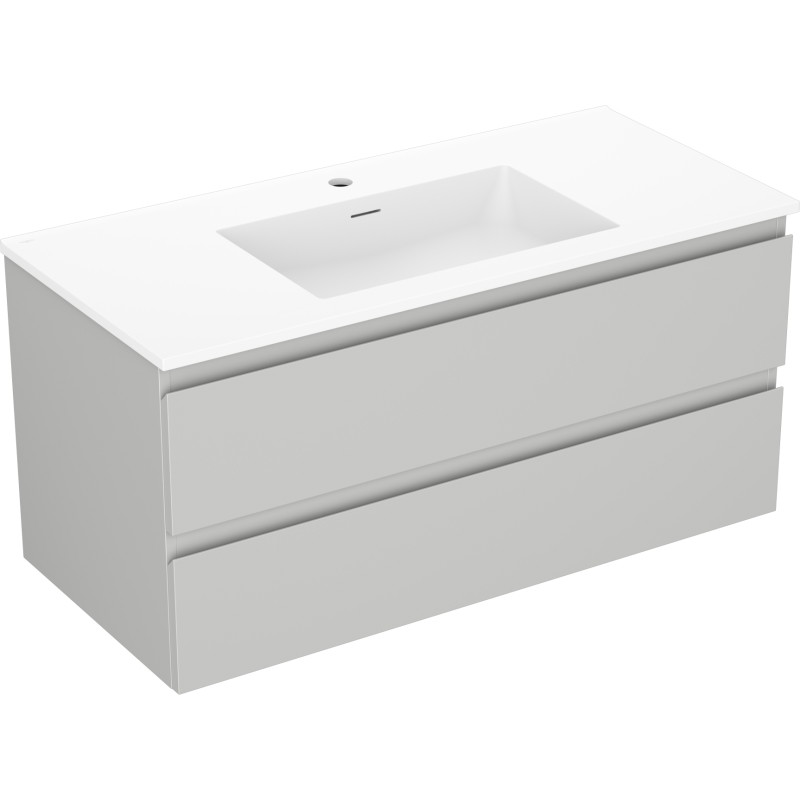Mexen Orio bathroom cabinet 100 cm with Otis washbasin, 2 drawers, gray matte/white matte - 91A10-10047-2-BFF62-W18M01