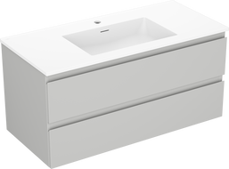 Mexen Orio bathroom cabinet 100 cm with Otis washbasin, 2 drawers, gray matte/white matte - 91A10-10047-2-BFF62-W18M01