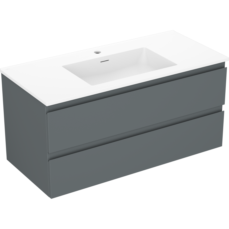 Mexen Orio bathroom cabinet 100 cm with Otis sink, 2 drawers, matte graphite/white matte - 91A10-10047-2-BFF66-W18M01