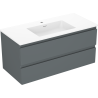 Mexen Orio 100 cm Bathroom Cabinet with Otis Sink, 2 Drawers, Matte Graphite/Matte White - 91A10-10047-2-BFF66-W18M01