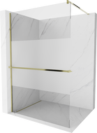 Mexen Kioto+ shower wall with shelf Walk-in 110 x 200 cm, clear/frosted, gold - 800-110-121-50-35