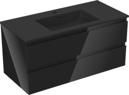 Mexen Orio 100 cm bathroom cabinet with Otis sink, 2 drawers, black gloss/black matte - 91A10-10047-2-BFF70-W18M71