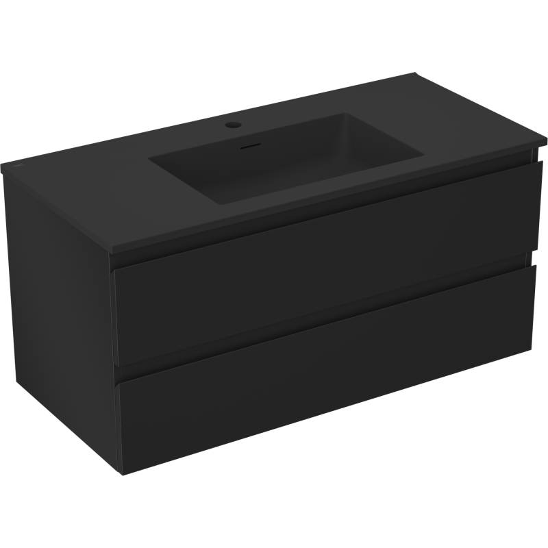 Mexen Orio bathroom cabinet 100 cm with Otis washbasin, 2 drawers, black matte - 91A10-10047-2-BFF71-W18M71