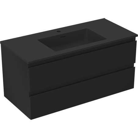 Mexen Orio bathroom cabinet 100 cm with Otis washbasin, 2 drawers, black matte - 91A10-10047-2-BFF71-W18M71