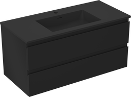Mexen Orio bathroom cabinet 100 cm with Otis washbasin, 2 drawers, black matte - 91A10-10047-2-BFF71-W18M71