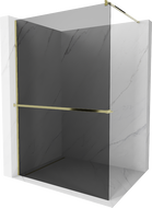 Mexen Kioto+ shower screen with a shelf and rail 90 x 200 cm, Graphite 8 mm, Gold - 800-090-121-50-40