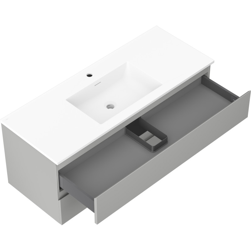 Mexen Orio 120 cm bathroom cabinet with washbasin Otis, 2 drawers, gray matte/white matte - 91A10-12047-2-BFF62-W18M01