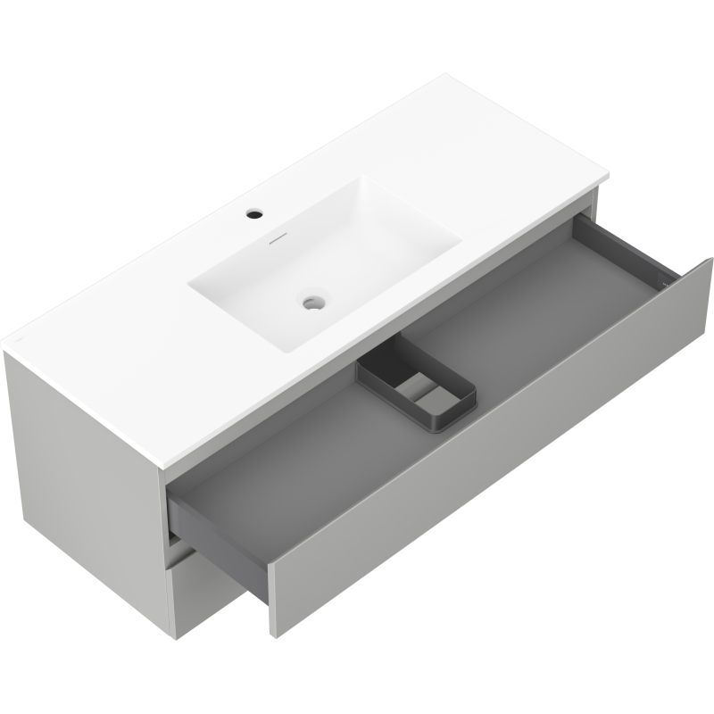 Mexen Orio bathroom cabinet 120 cm with Otis washbasin, 2 drawers, grey matt/white matt - 91A10-12047-2-BFF62-W18M01