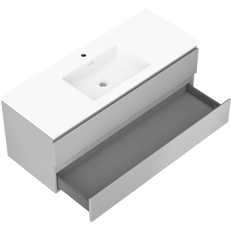 Mexen Orio 120 cm bathroom cabinet with washbasin Otis, 2 drawers, gray matte/white matte - 91A10-12047-2-BFF62-W18M01