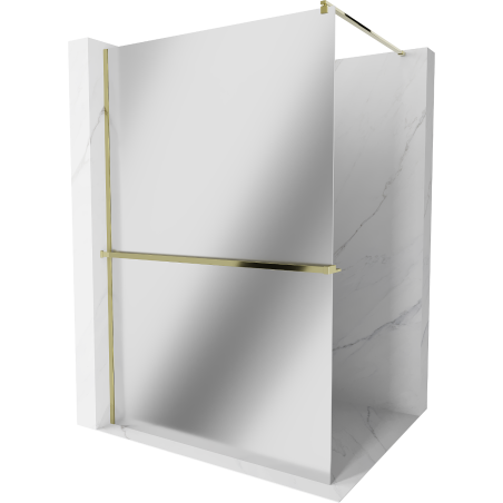 Mexen Kioto+ shower wall with Walk-in shelf 80 x 200 cm, mirror, gold - 800-080-121-50-50