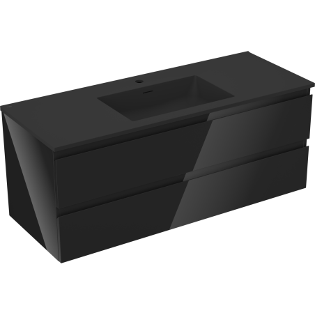 Mexen Orio 120 cm Bathroom Cabinet with Otis Sink, 2 Drawers, Black Gloss/Black Matte - 91A10-12047-2-BFF70-W18M71