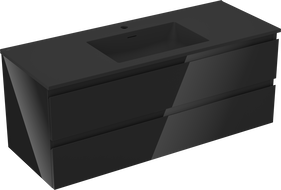 Mexen Orio 120 cm Bathroom Cabinet with Otis Washbasin, 2 Drawers, Black Gloss/Black Matte - 91A10-12047-2-BFF70-W18M71