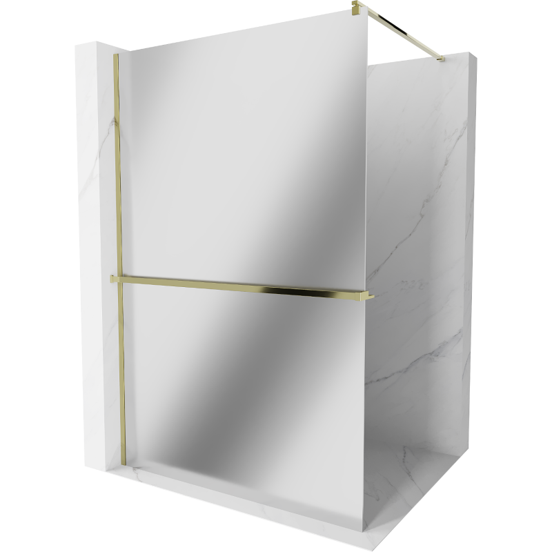 Mexen Kioto+ shower wall with Walk-in shelf 90 x 200 cm, mirror, gold - 800-090-121-50-50