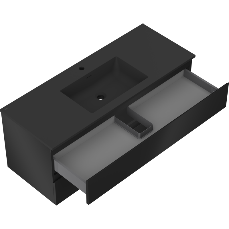 Mexen Orio 120 cm Bathroom Cabinet with Otis Sink, 2 Drawers, Black Matte - 91A10-12047-2-BFF71-W18M71