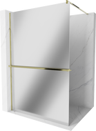 Mexen Kioto+ shower screen with a shelf and rail 100 x 200 cm, Mirror 8 mm, Gold - 800-100-121-50-50
