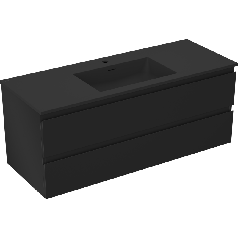 Mexen Orio 120 cm Bathroom Cabinet with Otis Sink, 2 Drawers, Black Matte - 91A10-12047-2-BFF71-W18M71