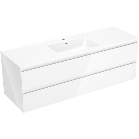 Mexen Orio bathroom cabinet 140 cm with Otis sink, 2 drawers, white gloss - 91A10-14047-2-BFF00-W18M00