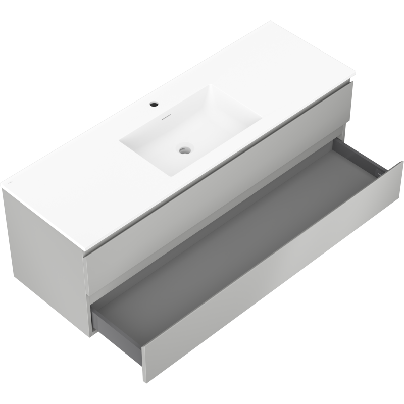 Mexen Orio 140 cm bathroom cabinet with Otis sink, 2 drawers, grey matte/white matte - 91A10-14047-2-BFF62-W18M01