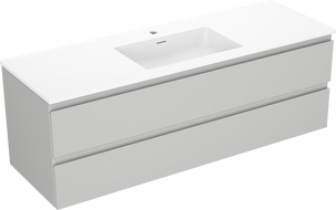 Mexen Orio 140 cm bathroom cabinet with Otis sink, 2 drawers, grey matte/white matte - 91A10-14047-2-BFF62-W18M01