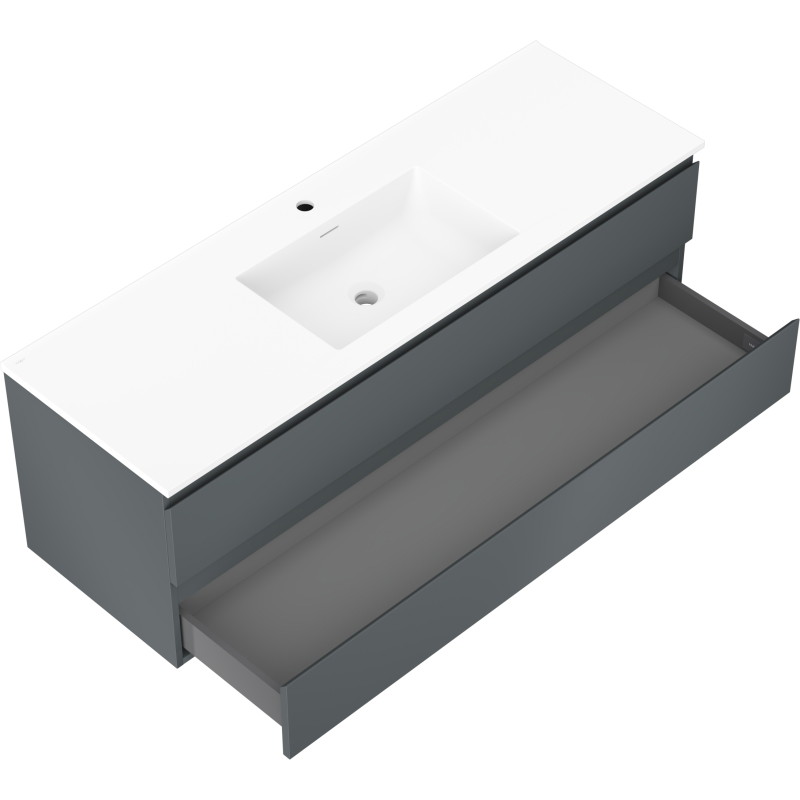Mexen Orio bathroom cabinet 140 cm with Otis sink, 2 drawers, matte graphite/white matte - 91A10-14047-2-BFF66-W18M01