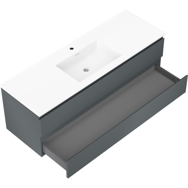 Mexen Orio bathroom cabinet 140 cm with Otis washbasin, 2 drawers, matte graphite/white matte - 91A10-14047-2-BFF66-W18M01