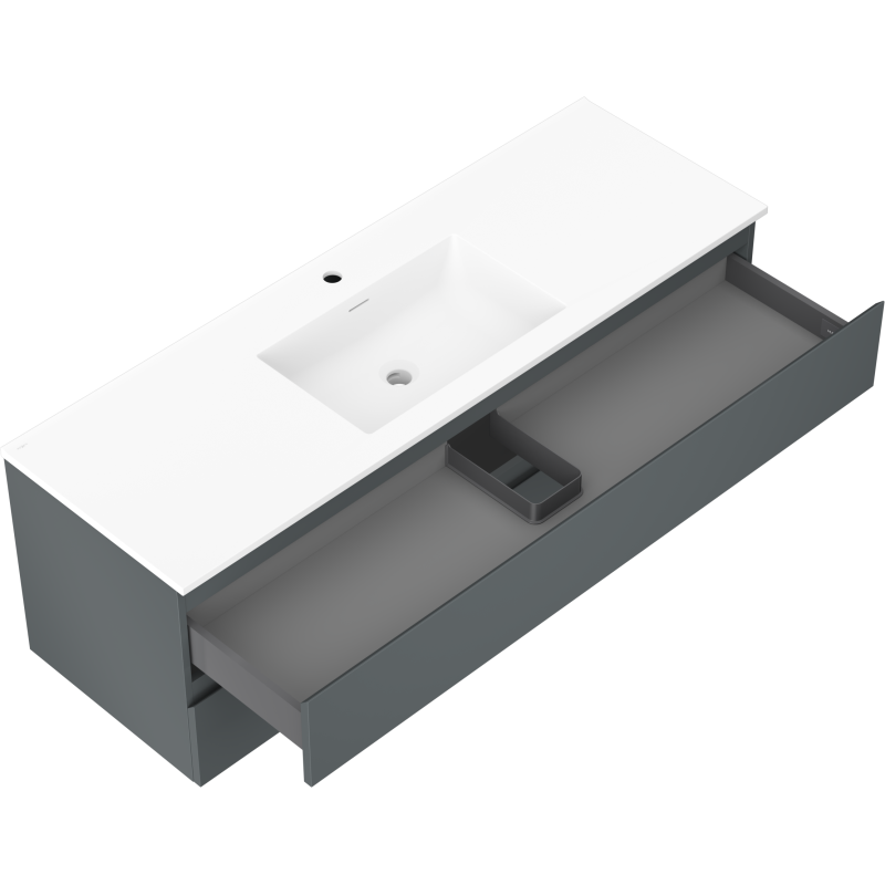 Mexen Orio bathroom cabinet 140 cm with Otis washbasin, 2 drawers, matte graphite/white matte - 91A10-14047-2-BFF66-W18M01