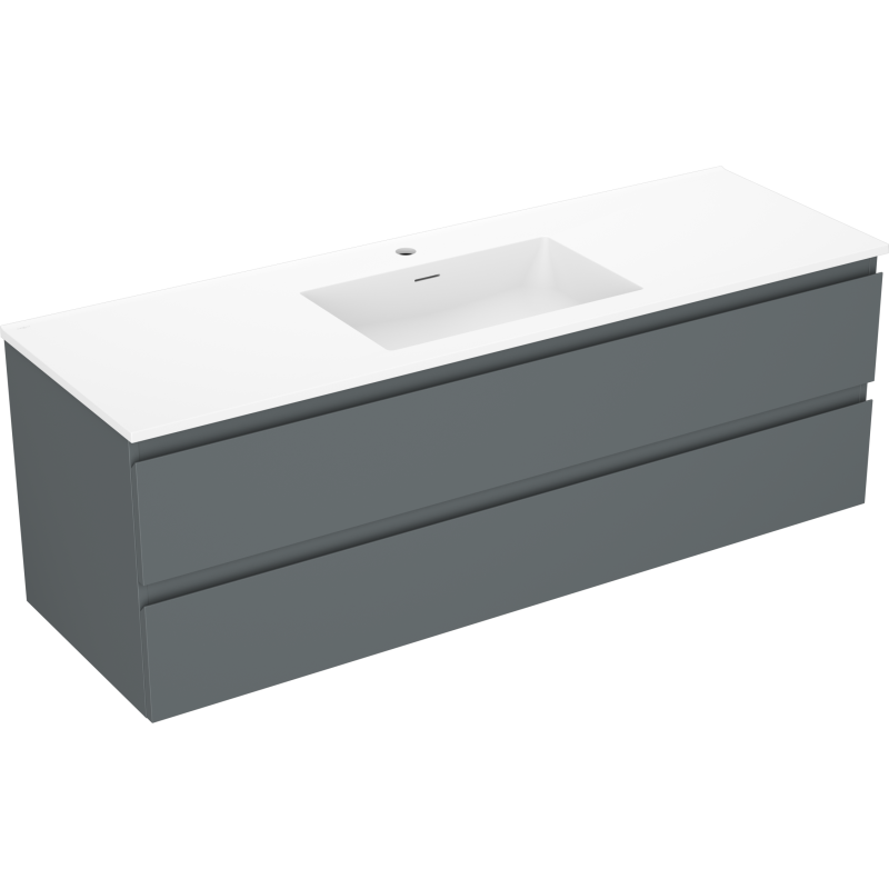 Mexen Orio bathroom cabinet 140 cm with Otis sink, 2 drawers, matte graphite/white matte - 91A10-14047-2-BFF66-W18M01