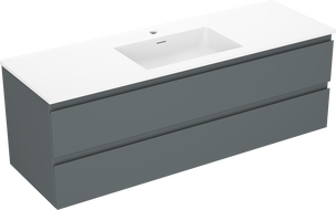 Mexen Orio bathroom cabinet 140 cm with Otis sink, 2 drawers, matte graphite/white matte - 91A10-14047-2-BFF66-W18M01