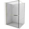 Mexen Kioto+ shower wall with shelf Walk-in 110 x 200 cm, black frame, gold - 800-110-121-50-70