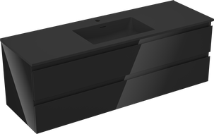 Mexen Orio bathroom cabinet 140 cm with Otis sink, 2 drawers, black gloss/black matte - 91A10-14047-2-BFF70-W18M71