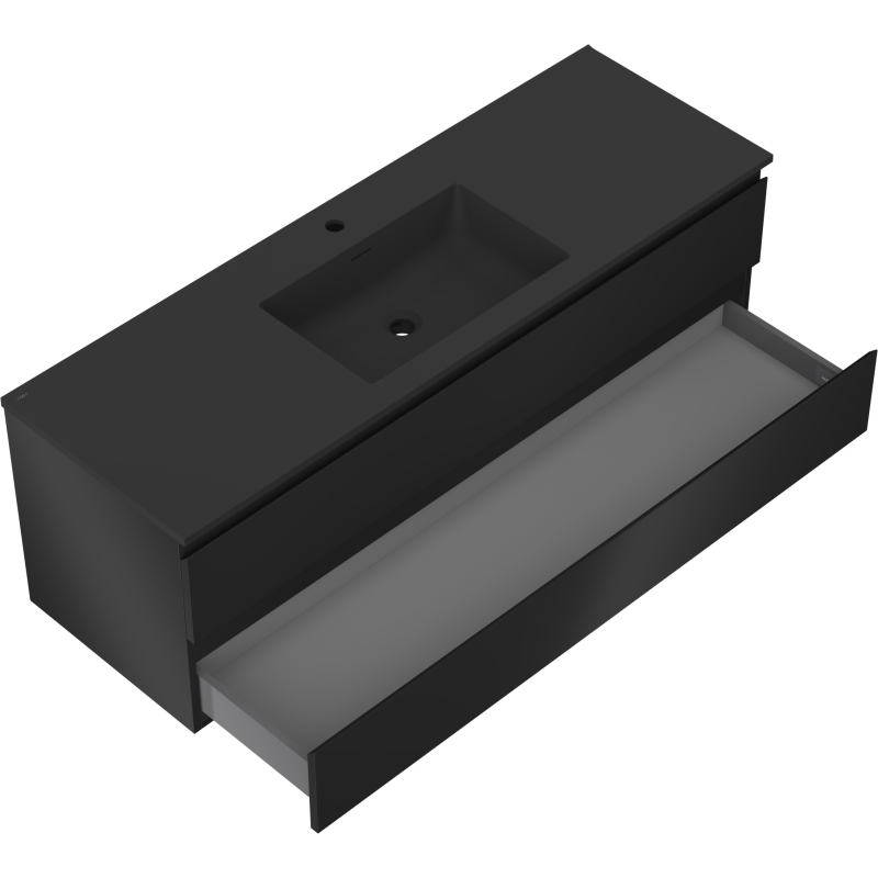 Mexen Orio bathroom cabinet 140 cm with Otis sink, 2 drawers, black matte - 91A10-14047-2-BFF71-W18M71