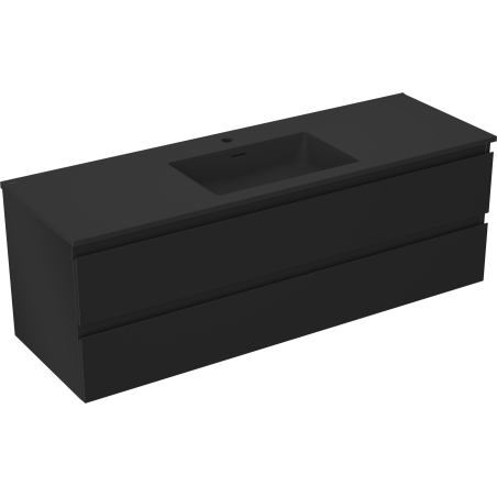 Mexen Orio bathroom cabinet 140 cm with Otis sink, 2 drawers, black matte - 91A10-14047-2-BFF71-W18M71