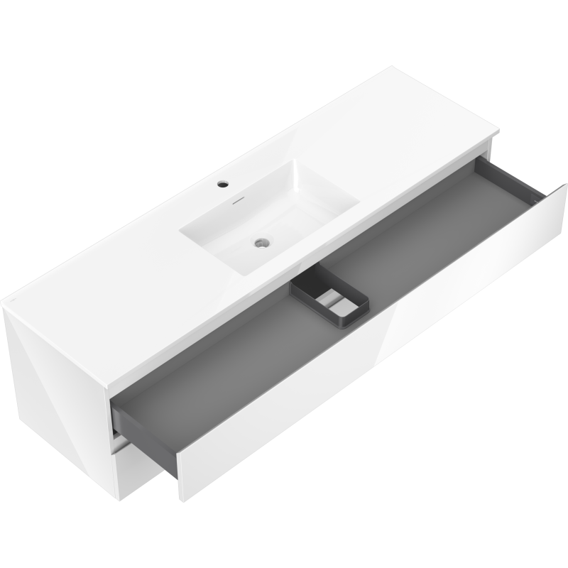 Mexen Orio bathroom cabinet 160 cm with Otis sink, 2 drawers, white gloss - 91A10-16047-2-BFF00-W18M00