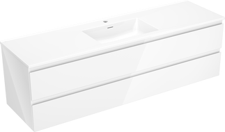 Mexen Orio bathroom cabinet 160 cm with Otis sink, 2 drawers, white gloss - 91A10-16047-2-BFF00-W18M00