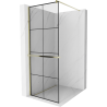 Mexen Kioto+ shower screen with a shelf and rail 80 x 200 cm, Transparent/Black pattern 8 mm, Gold - 800-080-121-50-77