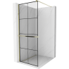 Mexen Kioto+ Walk-in shower screen with shelf 90 x 200 cm, black grid, gold - 800-090-121-50-77