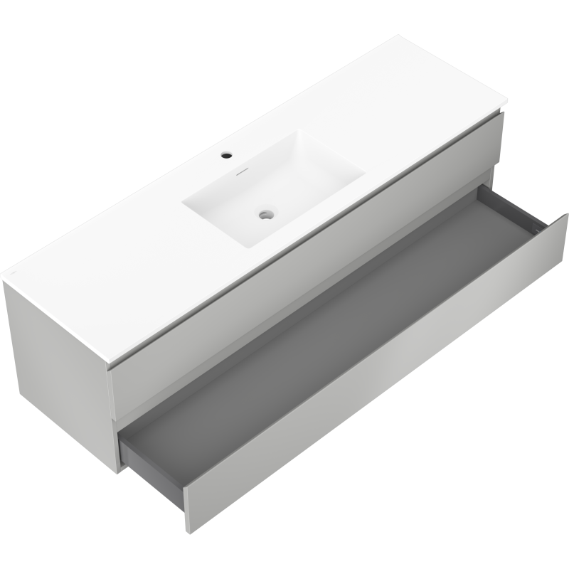 Mexen Orio bathroom cabinet 160 cm with Otis sink, 2 drawers, grey matte/white matte - 91A10-16047-2-BFF62-W18M01