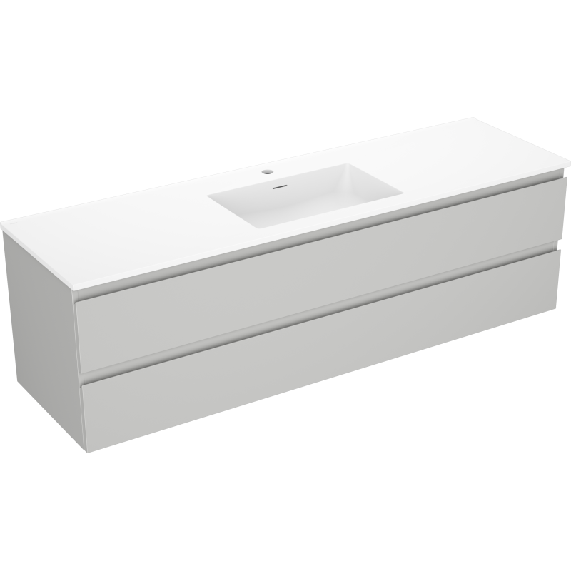 Mexen Orio bathroom cabinet 160 cm with Otis sink, 2 drawers, grey matte/white matte - 91A10-16047-2-BFF62-W18M01