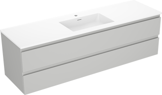 Mexen Orio bathroom cabinet 160 cm with Otis washbasin, 2 drawers, gray matte/white matte - 91A10-16047-2-BFF62-W18M01