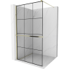 Mexen Kioto+ shower wall with shelf Walk-in 100 x 200 cm, black grid, gold - 800-100-121-50-77
