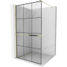 Mexen Kioto+ shower wall with Walk-in shelf 100 x 200 cm, black grid, gold - 800-100-121-50-77